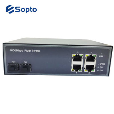 2 Fiber 4 UTP Ports 10/100/1000M Ethernet Media Converter