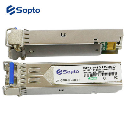 622M 2km 1310nm Sfp Fiber Optic Transceiver LC Interface ROHS Approved